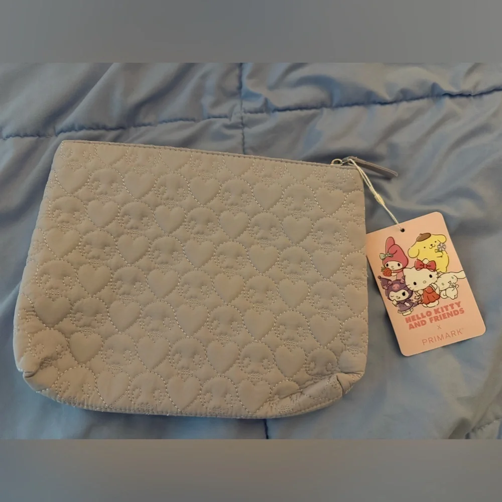 Primark Quilted Lavender Heart Hello Kitty Kuromi Pouch Cosmetic Makeup Bag